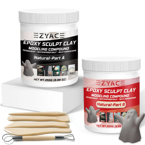 Two Part Epoxy Clay Putty For Sculpting Modeling Building And Repairs Great For Restoration And DIY Projects, Sanding Drilling And Painting After Cure, Natural Finish, One Pound