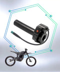 Throttle Grip For Talaria Sting MX3 MX4 MX5 Electric Dirt Bike 5Pin Twist Throttle Handle Black with bike illustration on gradient background
