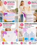 Four images of Two Large and Two Jumbo No-Pump Compression Bags for Clothes and Blankets, Vacuum-Free Storage Solution being used.