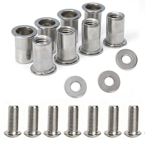 304 Stainless Steel M6 Rivet Nuts And Button Head Bolts 1 Inch with washers for marine automotive outdoor projects corrosion resistant