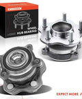 2 Pack Rear Wheel Bearing And Hub Assembly For Nissan And Infiniti FWD Models Compatible With Altima Pathfinder Maxima Murano QX60 JX35 Five Lug Design For A Secure Fit And Smooth Quieter Ride Drop In, showing front and side views with box packaging