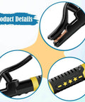 Heavy Duty Copper Welding Clamp For 800 To 1000 Amp Stick Welders High Heat Burn Shield Ground Electrode Holder Super Cool Grip Tool, detailed grip and clip showing copper contact.
