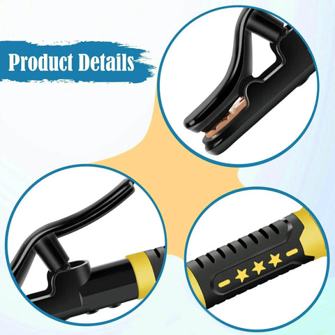 Heavy Duty Copper Welding Clamp For 800 To 1000 Amp Stick Welders High Heat Burn Shield Ground Electrode Holder Super Cool Grip Tool, detailed grip and clip showing copper contact.