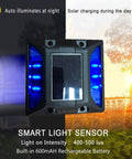 Solar Powered Driveway Deck Lights No Wiring Needed Outdoor LED Pathway Markers IP68 Waterproof Blue 6 Pack For Walkways Porches Patios Gardens Yards And Dock Areas All Weather Ready with smart light sensor and rechargeable battery