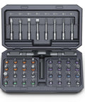 Open All In One 42 In 1 Magnetic Screwdriver Set With Ratchet Handle and S2 Steel Bits displayed in compact case