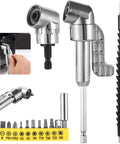Get Tough With This Compact Drill Accessory Kit Featuring Two 105 Degree Right Angle Adapters, A Bending Flexible Extension Shaft And A Massive 12 In 1 Screwdriver Bit Set Perfect For Hitting Tight Spots Like A Pro. drill adapter kit with flexible shaft and 12-bit set