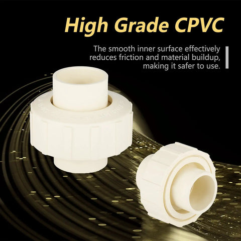 High Grade CPVC connectors showing smooth design for 1 Inch by 1 Inch slip socket use in DIY plumbing repairs.