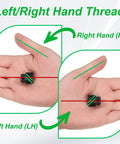 Left Hand Helical Gear Set 12T 5mm Bore illustration of left and right hand threads in palms