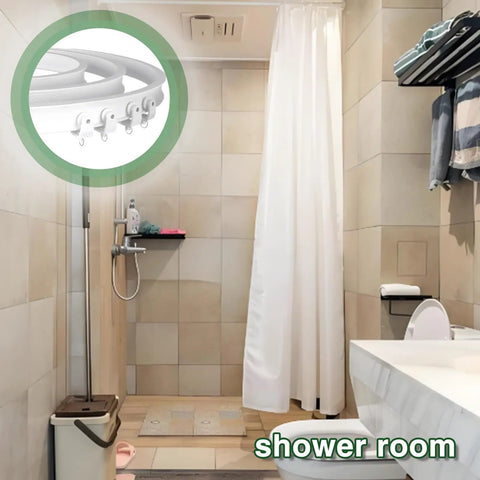 Flexible Curtain Track 10 Ft For RV And Home Use, Bendable Ceiling Curtain Rail System, Curved Shower Curtain Track For Corner Bathrooms, White Ceiling Mount Shower Rod, DIY Friendly Install, Perfect For Tight Spaces in shower room