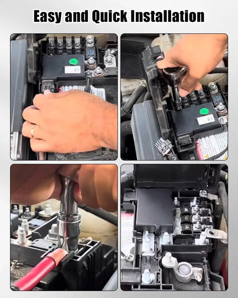 Installation steps of Engine Compartment Fuse Box Assembly For Chevrolet Malibu 2014 2015 2016 with tools and wiring.