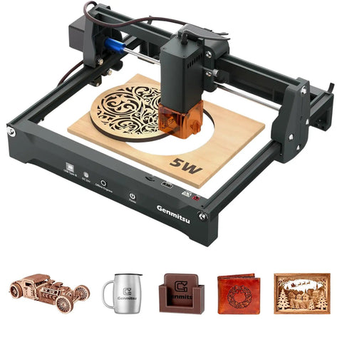 Desktop Laser Engraver Kortek 5W Dope Portable, Ultra Precise to 0.01mm with wireless app control, engraving on wood.