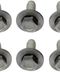 Heavy Duty Splash Shield Bolts With Captive Washers M10x26.5mm showing 10 rust resistant auto fender fasteners in a row.