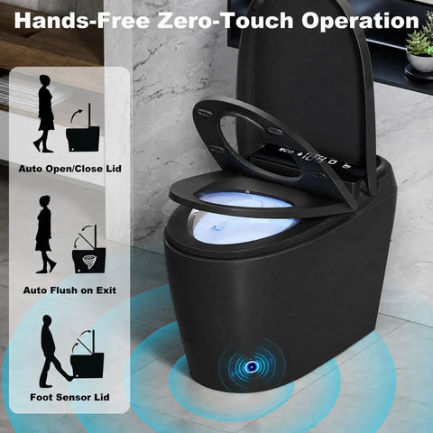 Premium Smart Toilet With Built In Bidet And Heated Seat Delivers warm cool water plus rapid air dry, featuring zero-touch operation.