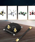 5.8GHz Triple-Feed Patch Antenna With 9.4dBi Beefed-Up High Gain, shown with FPV racing drone compatibility display