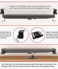 Installation steps for Hole-Free Barn Door Soft Close Mechanism, Upgraded Sliding Door Hardware With Spring Buffer Damper shown.