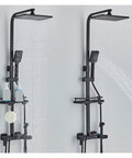 RIBEUJIZS Digital Shower System, Black Themostatic Digital Display Shower Faucet with rainfall and handheld shower heads.
