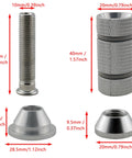 Premium Mountain And Road Bike Threadless Stem Extender With Fork Screws and Red Bowl Cover, Aluminum parts with measurements displayed.