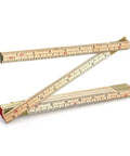 Open view of Foldable Wood Ruler 6 Ft 6 In With US And Metric Measurements For Carpenters Handy Portable Measuring Tool Worksite Ready Durable Wood Build