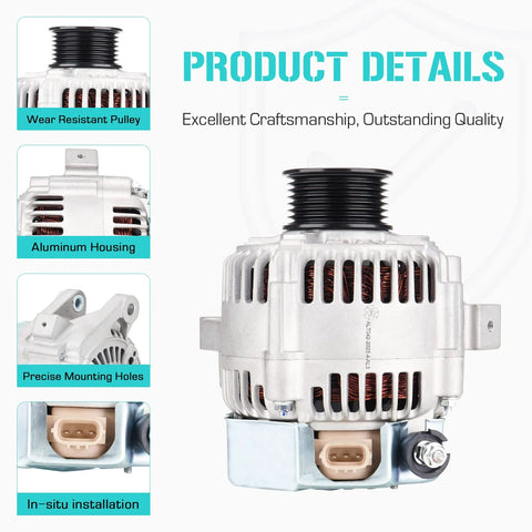 New 90A Alternator Replacement For RAV4 2.0L 2001 To 2003 Manual Transmission Front View