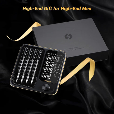 Four Probe Wireless Meat Thermometer With WiFi And Bluetooth Non Phone Connect Mode For Grilling, black gift box