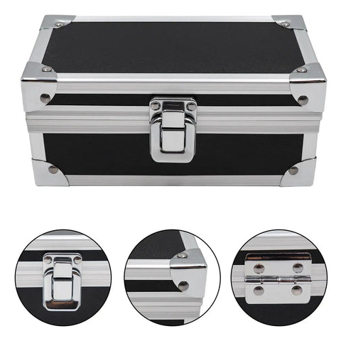 Aluminum Alloy Locking Cash Box For Secure Cash Storage Money Organizer With Single Row Currency Tray Durable Money Holder And Home Decor Ideal For Bills Coins And Cash Stash with latch details.