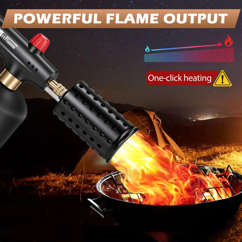Powerful Propane Torch With Safety Lock And Adjustable Flame For Kitchen Grilling Sous Vide And Charcoal Lighter in outdoor use