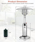 Outdoor Propane Patio Heater 11,000 BTU Portable Tabletop With Weighted Base Stainless Steel Adjustable Thermostat