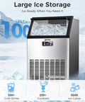 Straight Fire Commercial Ice Maker Cranks Out 100 Pounds Daily With 33 Pounds Storage Drops Crystal Clear Cubes in stainless steel finish.