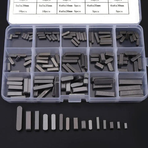 Feather Key Set 140Pcs Round Ended Parallel Drive Shaft Keys 16 Sizes Assortment Kit With Plastic Storage Box