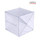 Stackable Cube Organizer With X Divider In Clear Plastic, Modular Storage Solution With Linking Clips for desktop or cabinet use