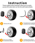 Super Tough Durable Flexible Rubber Tire Inflation Pump Hose Extension Tube One Quarter Inch Thread Connector Air Inflator Car Tire Balloon Pump Gauge For Home Garage Travel Auto Repair And Party Uses Easy Grip Always Ready Setup, angled tire valve extender on wheel