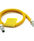 48 Inch Flexible Gas Connector Kit Five Eighths Inch Outer Diameter Yellow Coated Stainless Steel Hose One Half Inch ID For Dryer Stove Range
