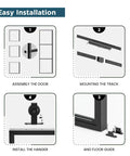 Instruction guide for assembling the 48 By 84 Inch Metal And Glass Sliding Double Barn Door With Hardware Kit Soft Close Included