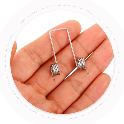 Heavy Duty Double Leg Torsion Springs For Trash Can Lid Repair Kit with 4 Coils Stainless Steel Garbage Bin Accessories Strong 130 Degree Angle Heavy Gauge Wire To Fix Stuck Lids Fast And Easy on hand