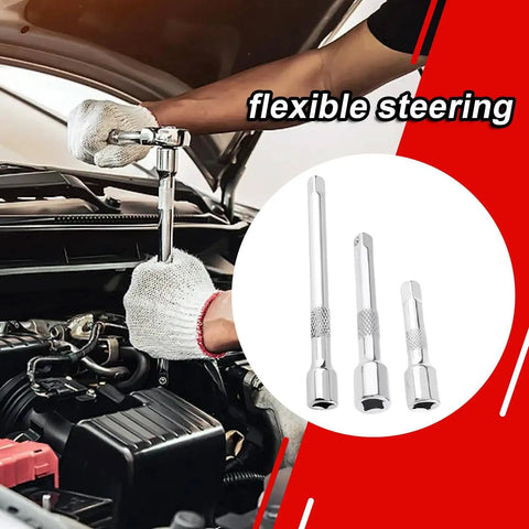 Offset Swivel Ratchet Extension Bar Set With Chromium Vanadium Steel Construction for Easy Car Repairs and Home Garage Maintenance