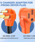 30A To 50A EV Charger Adapter Cord With Heavy Duty 10 Gauge Copper Wire NEMA 10-30P To 14-50R 3 Prong Dryer Outlet To EV Plug