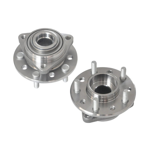 Front Or Rear Wheel Hub And Bearing Assembly Ready To Roll For Chrysler 300M Concorde Intrepid LHS New Yorker Dodge Eagle Vision And Rear Prowler Plymouth Prowler With 5 Lug Pattern Fits 1993 To 2004 Vehicles, showing two hubs.