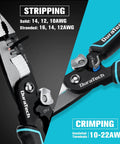 Five In One Wire Stripper And Crimping Tool With Needle Nose Pliers For Electricians 8 Inch Heavy Duty Pliers showcasing stripping and crimping.