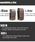 Badass Leather Multitool Sheath For Men Featuring Magnetic Closure Belt Holster Everyday Carry Organizer Size M and L dimensions