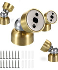 4 Pack Magnetic Door Stoppers With Screws, Heavy Duty Door Holder And Wall Mount Catcher, Stainless Steel Door Stop Keeps Doors Open, Built Tough For Bedroom And Bathroom, Gold Finish, shown with screws included in the set