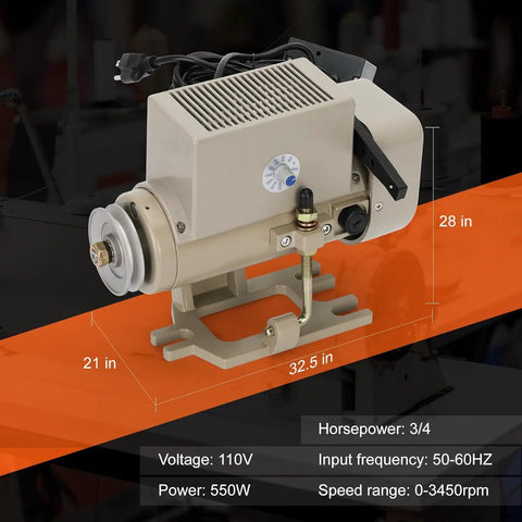 Beast 750W Sewing Machine Servo Motor For Industrial Use, AC110V, Three Quarter HP, 3450RPM, beige metal case with vents.