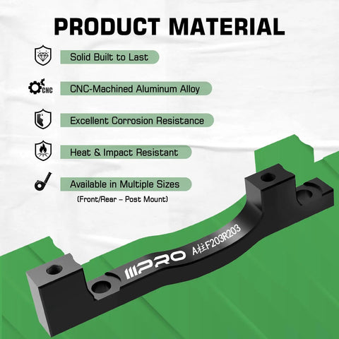 Post Mount Disc Brake Caliper Adapter 160mm To 203mm For Front And Rear MTB Rigs, CNC Machined Aluminum Alloy Rotor Adapter With Bolts For Front And Rear 203A, Easy Install, Precise Alignment, Durable Build, labeled product materials