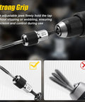 Three Eighths Inch Drive Tap Socket Set With Adjustable Jaws For Tight Spots demonstrating strong grip on drill bit