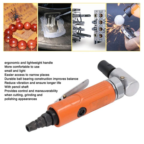 Pro Grade Air Die Grinder With Hella Comfy Ergonomic Handle And Precision Ball Bearing Design For Silky Smooth Grinding Tasks Featuring Lightweight Aluminum Body and Vibration Control.