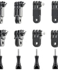 3 Way Adjustable Action Camera Pivot Arm Kit With Long And Short Extensions, Same And Vertical Direction Joints, Polycarbonate Mounts, Includes Four Long And Short Pivot Arms And Four Thumbscrews For Flex Shot Angles black ABS action camera mount set with thumbscrews