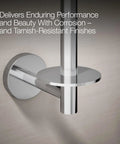 Elate Vertical Toilet Paper Holder in Polished Chrome Minimalist Metal Design Premium Durable Construction Corrosion Resistant