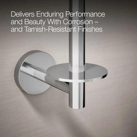 Elate Vertical Toilet Paper Holder in Polished Chrome Minimalist Metal Design Premium Durable Construction Corrosion Resistant