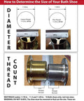 How to determine size for bathtub drain shoe with coarse and fine thread examples for proper fit.