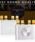 F900S 80W X 2 Bluetooth 5.0 Mini Amplifier For Home Audio Hi Fi Stereo Digital Amp with AUX USB BT Inputs Silver Finish