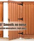 Open wooden gate with Two Pack 15 Inch Heavy Duty T Shape Strap Hinges With Screws Black Wrought Iron Spade Tip for shed.